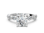 Radiant Cut Diamond Solitaire Ring in White gold with Pear and Round Cluster Band_12