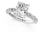 Radiant Cut Diamond Solitaire Ring in White gold with Pear and Round Cluster Band_13