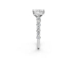 Radiant Cut Diamond Solitaire Ring in White gold with Pear and Round Cluster Band_14