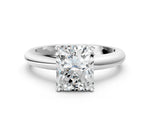 Radiant Cut Diamond Solitaire Ring in White gold with Prong Setting and Rounded Band_12