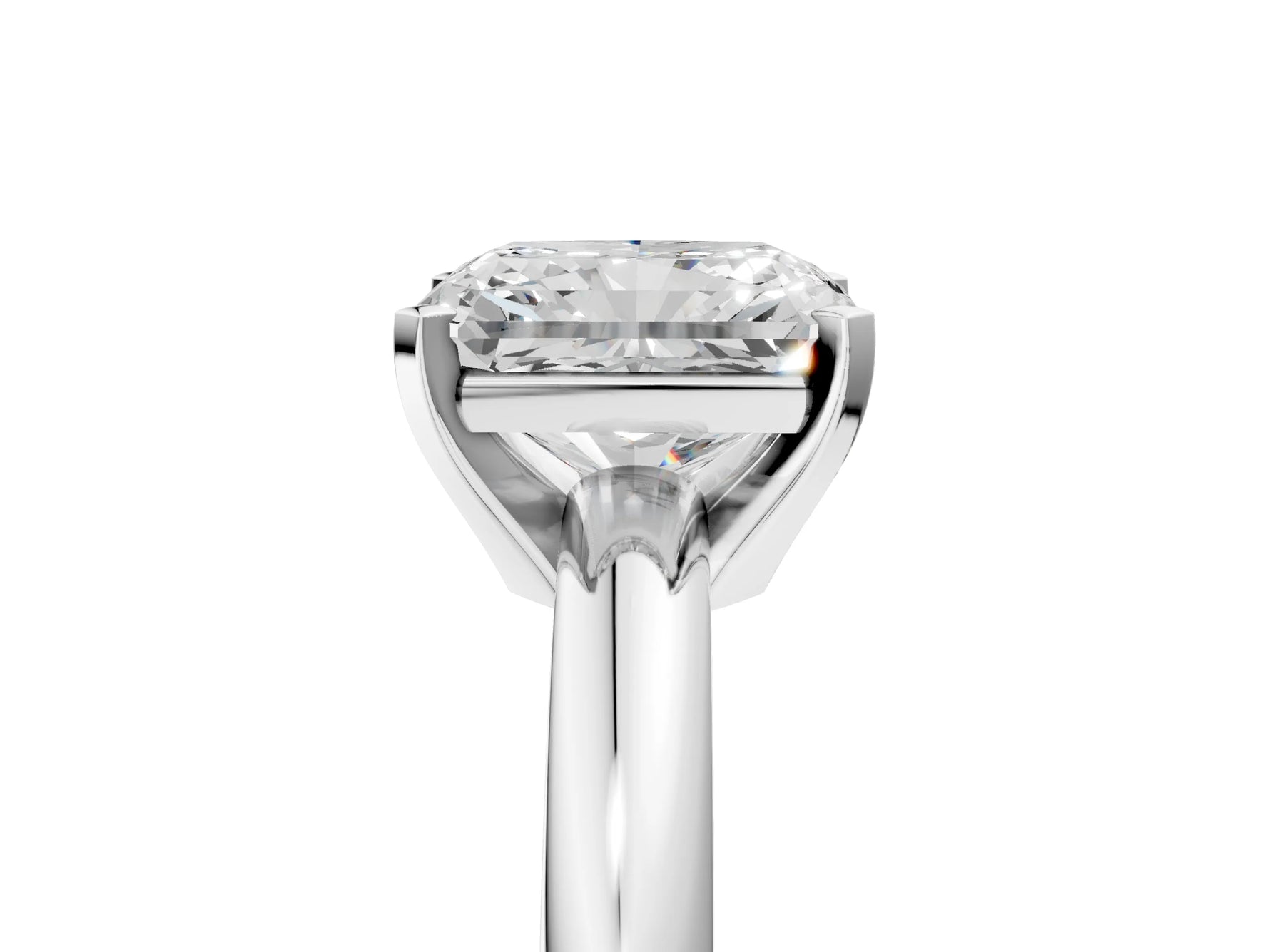 Radiant Cut Diamond Solitaire Ring in White gold with Prong Setting and Rounded Band_17