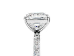 Radiant Cut Diamond Solitaire Ring in White gold with Round Pavé Band_11