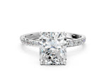 Radiant Cut Diamond Solitaire Ring in White gold with Round Pavé Band_42