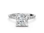 Radiant Cut Diamond Solitaire Ring in White gold with Round Pavé Band_6