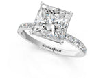 Radiant Cut Diamond Solitaire Ring in White gold with Round Pavé Band_7