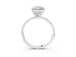 Radiant Cut Diamond Solitaire Ring in White gold with Round Pavé Band_9