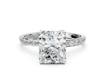Radiant Cut Diamond Solitaire Ring in White gold with Round Shared Prong Pavé Band_18