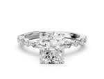 Radiant Cut Diamond Solitaire Ring in White gold with Shared Prong Marquise and Round Side Stones_12