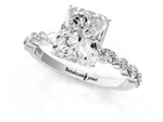 Radiant Cut Diamond Solitaire Ring in White gold with Shared Prong Marquise and Round Side Stones_13