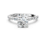 Radiant Cut Diamond Solitaire Ring in White gold with Shared Prong Marquise and Round Side Stones_36