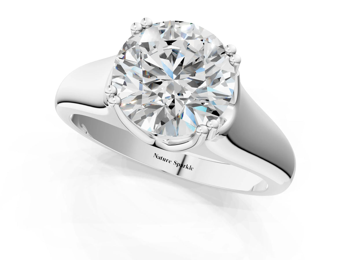 Radiant Cut Diamond Solitaire Ring in White gold with Smooth Wide Band and Prong Setting_91