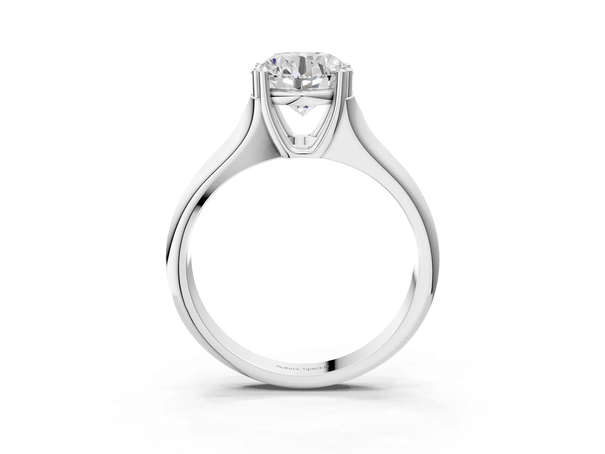 Radiant Cut Diamond Solitaire Ring in White gold with Smooth Wide Band and Prong Setting_93