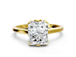 Radiant Cut Diamond Solitaire Ring in Yellow gold with Flower Prong Setting_18