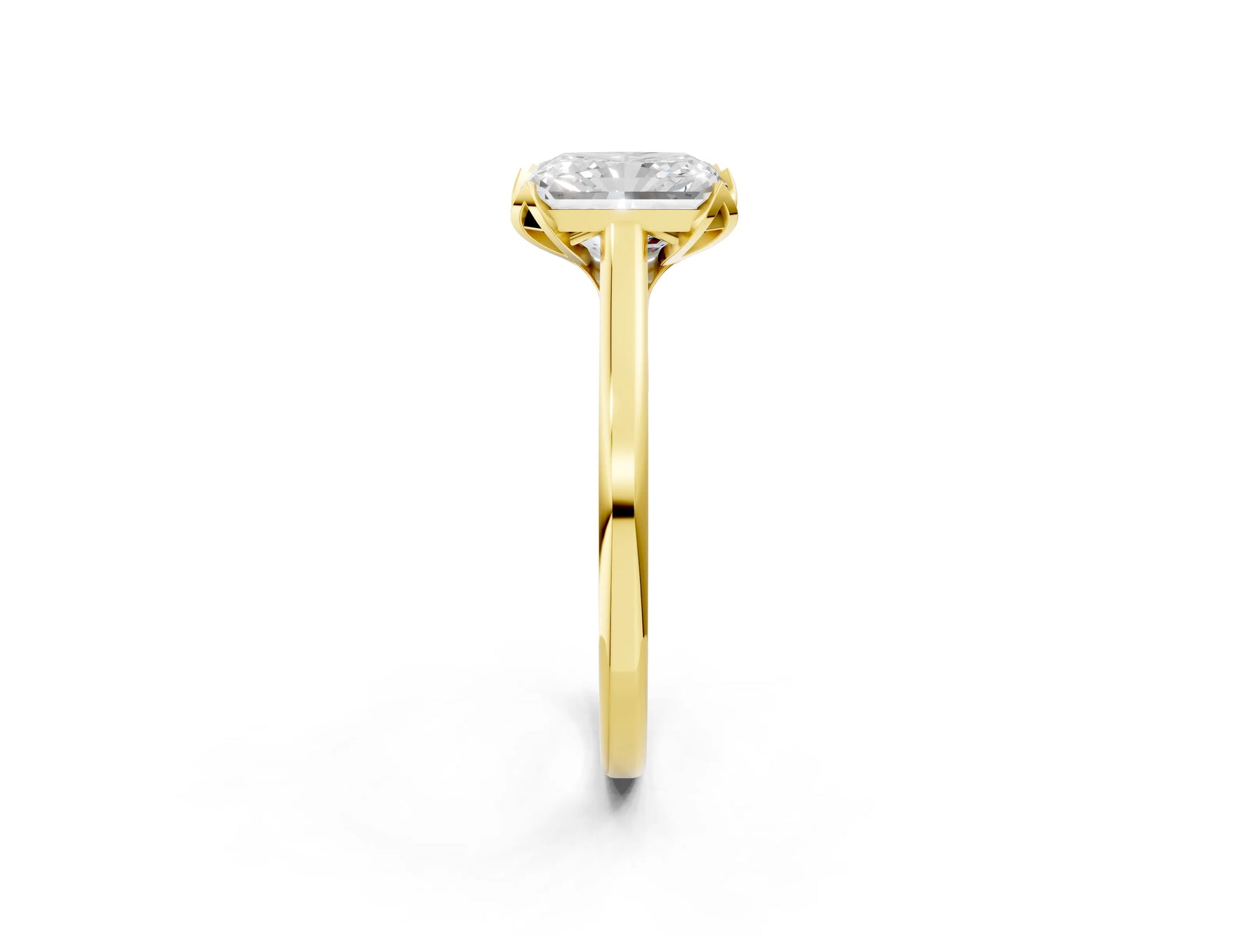 Radiant Cut Diamond Solitaire Ring in Yellow gold with Flower Prong Setting_20