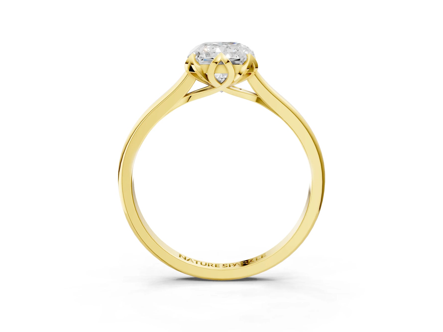 Radiant Cut Diamond Solitaire Ring in Yellow gold with Flower Prong Setting_21