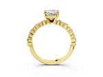 Radiant Cut Diamond Solitaire Ring in Yellow gold with Pear and Round Cluster Band_15