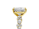 Radiant Cut Diamond Solitaire Ring in Yellow gold with Pear and Round Cluster Band_17