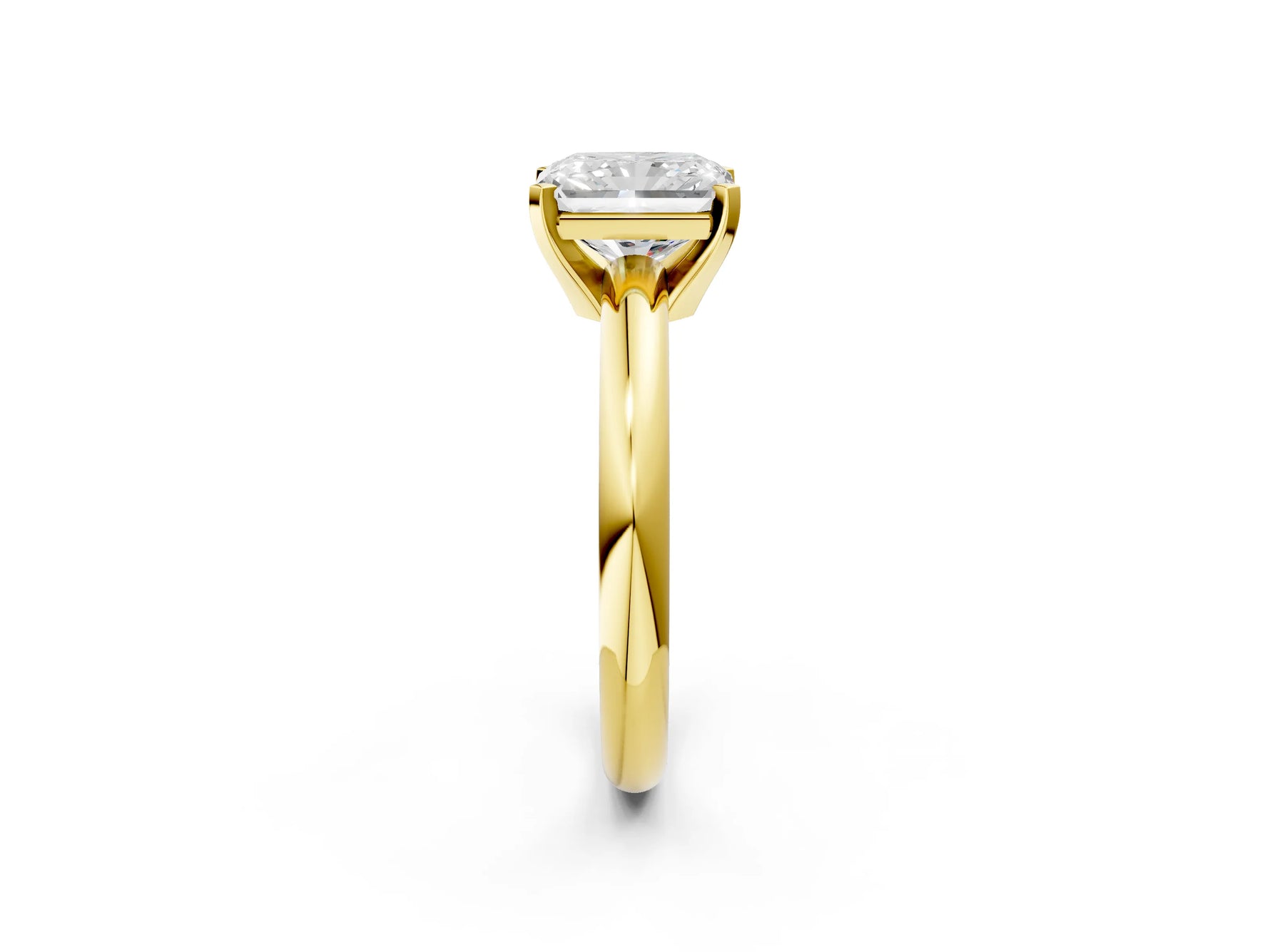 Radiant Cut Diamond Solitaire Ring in Yellow gold with Prong Setting and Rounded Band_14
