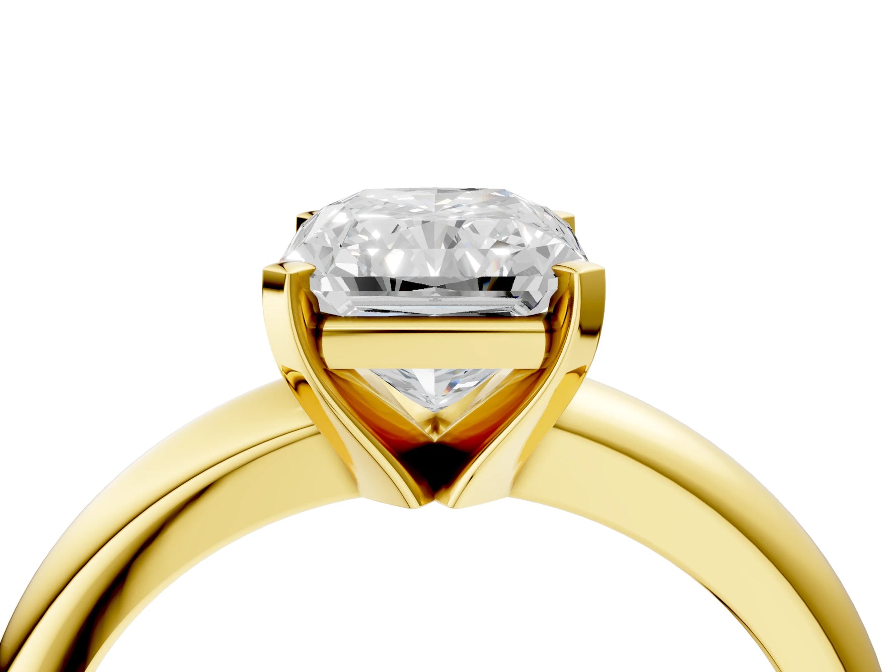 Radiant Cut Diamond Solitaire Ring in Yellow gold with Prong Setting and Rounded Band_16