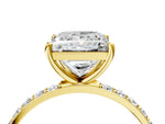 Radiant Cut Diamond Solitaire Ring in Yellow gold with Round Pavé Band_10