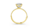 Radiant Cut Diamond Solitaire Ring in Yellow gold with Round Pavé Band_9