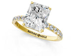 Radiant Cut Diamond Solitaire Ring in Yellow gold with Round Shared Prong Pavé Band_19