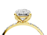 Radiant Cut Diamond Solitaire Ring in Yellow gold with Round Shared Prong Pavé Band_22