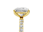 Radiant Cut Diamond Solitaire Ring in Yellow gold with Round Shared Prong Pavé Band_23