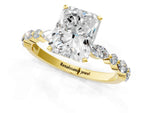Radiant Cut Diamond Solitaire Ring in Yellow gold with Shared Prong Marquise and Round Side Stones_13