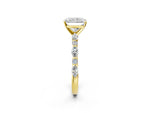 Radiant Cut Diamond Solitaire Ring in Yellow gold with Shared Prong Marquise and Round Side Stones_14