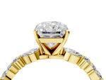 Radiant Cut Diamond Solitaire Ring in Yellow gold with Shared Prong Marquise and Round Side Stones_16