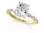 Radiant Cut Diamond Solitaire Ring in Yellow gold with Shared Prong Marquise and Round Side Stones_37