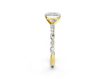Radiant Cut Diamond Solitaire Ring in Yellow gold with Shared Prong Marquise and Round Side Stones_38