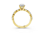 Radiant Cut Diamond Solitaire Ring in Yellow gold with Shared Prong Marquise and Round Side Stones_39