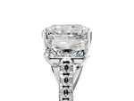 Radiant Cut Diamond Trellis Three-Stone Engagement Ring in White gold with Round Side Stones_23