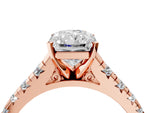 Radiant Cut Diamond Vintage Scroll Solitaire Ring in Rose gold with Graduated Round Side Stones_16