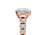 Radiant Cut Diamond Vintage Scroll Solitaire Ring in Rose gold with Graduated Round Side Stones_17