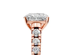 Radiant Cut Diamond Vintage Scroll Solitaire Ring in Rose gold with Graduated Round Side Stones_29