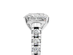 Radiant Cut Diamond Vintage Scroll Solitaire Ring in White gold with Graduated Round Side Stones_11