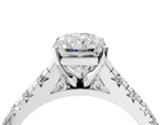 Radiant Cut Diamond Vintage Scroll Solitaire Ring in White gold with Graduated Round Side Stones_22