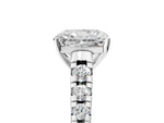 Radiant Cut Diamond Vintage Scroll Solitaire Ring in White gold with Graduated Round Side Stones_23