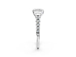 Radiant Cut Diamond Vintage Scroll Solitaire Ring in White gold with Graduated Round Side Stones_8