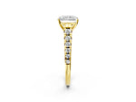 Radiant Cut Diamond Vintage Scroll Solitaire Ring in Yellow gold with Graduated Round Side Stones_14