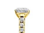 Radiant Cut Diamond Vintage Scroll Solitaire Ring in Yellow gold with Graduated Round Side Stones_17