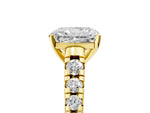 Radiant Cut Diamond Vintage Scroll Solitaire Ring in Yellow gold with Graduated Round Side Stones_29
