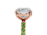 Rose gold Asscher Cut Diamond Solitaire Ring with Round Peridot Pavé Band and Prong Setting_5