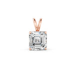 Rose gold Asscher Diamond Solitaire Pendant with Four Prong Setting