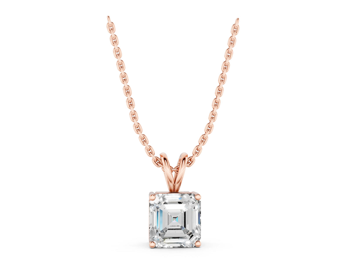 Rose gold Asscher Diamond Solitaire Pendant with Four Prong Setting_1