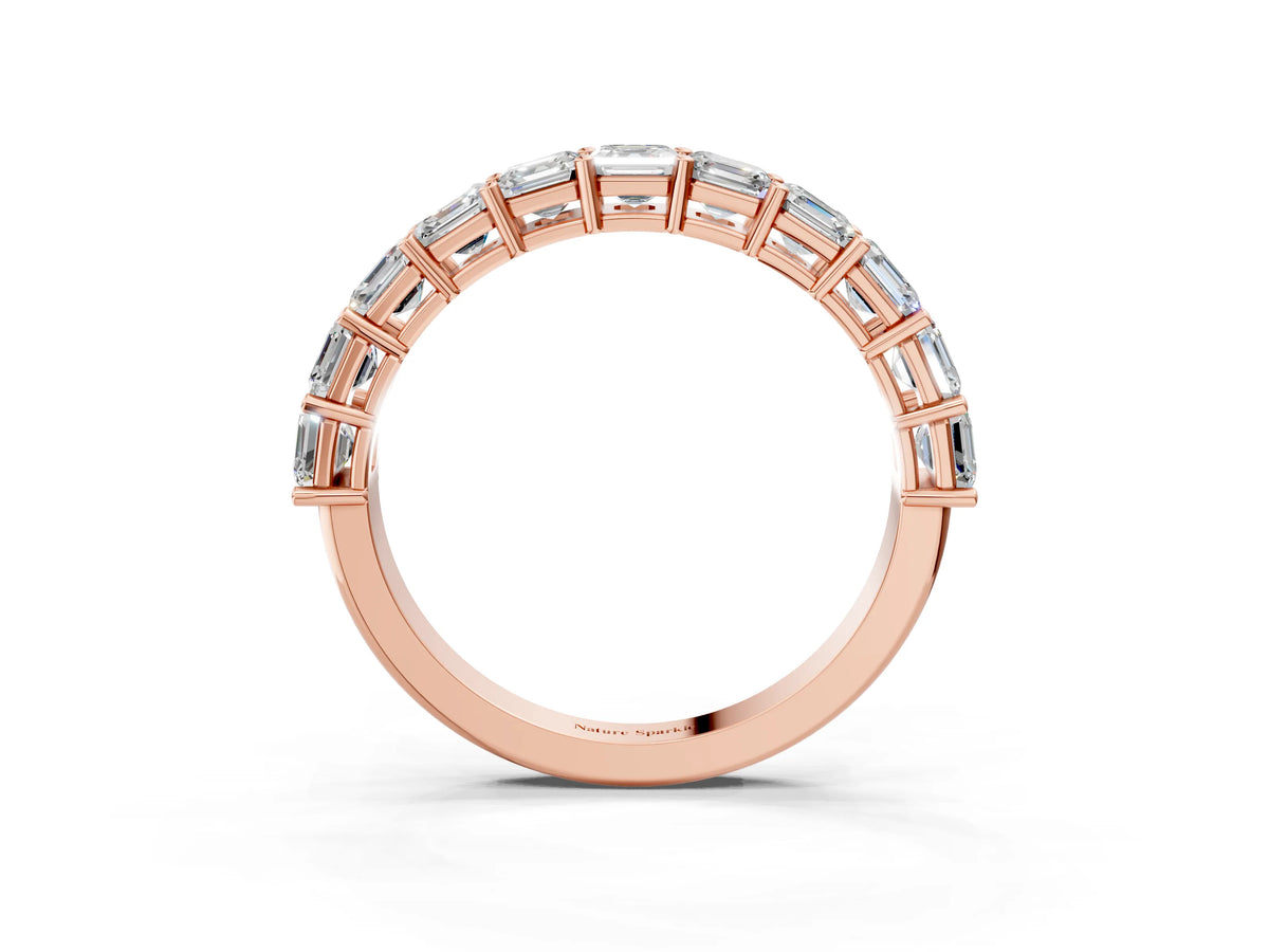Rose gold Asscher cut diamond Half Eternity Band with Shared Prong Setting_3