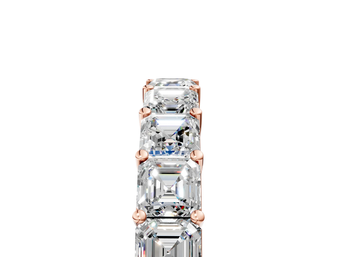 Rose gold Asscher cut diamond Half Eternity Band with Shared Prong Setting_5